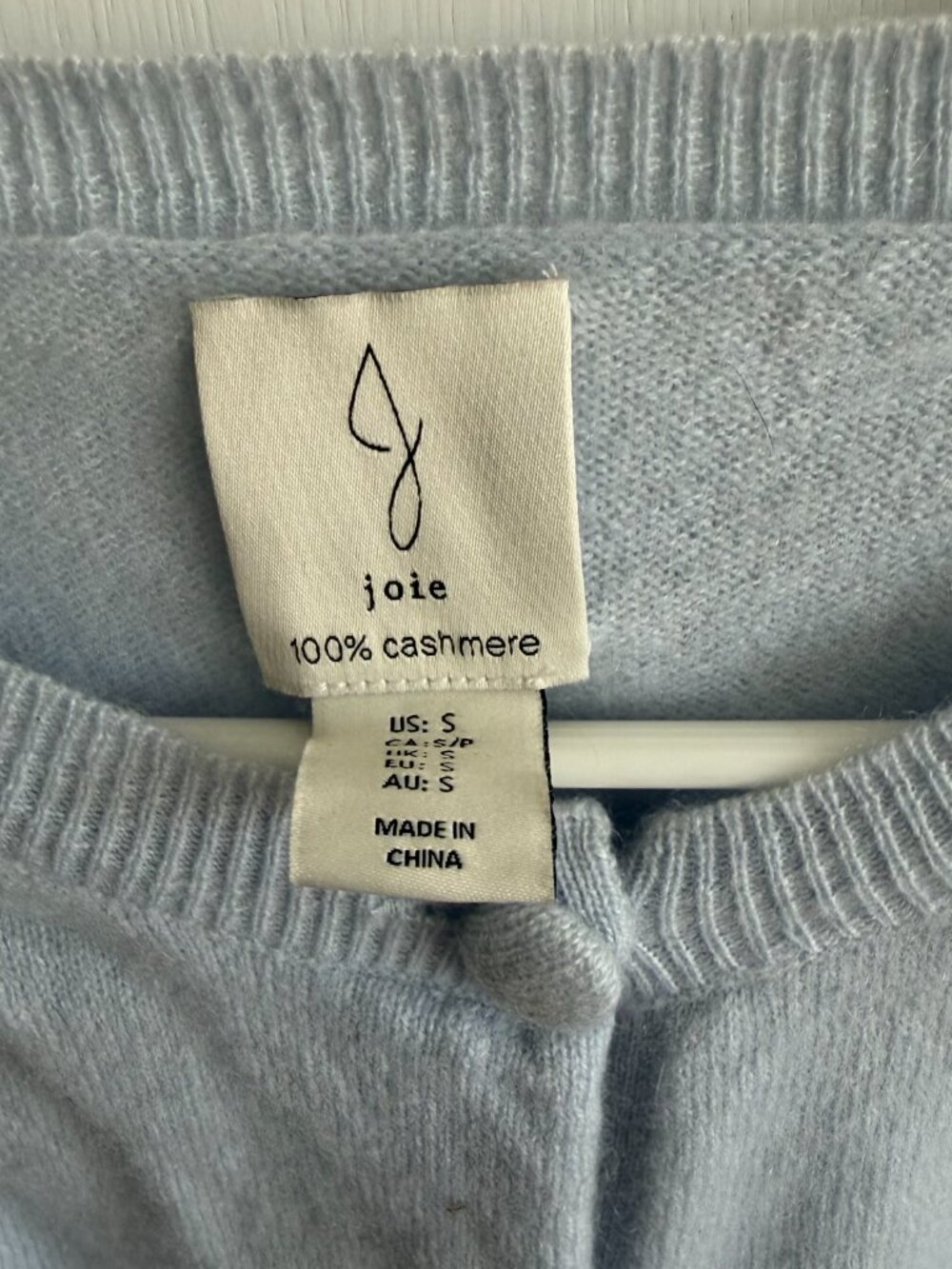 Joie 100% Cashmere Cardigan Light Blue Soft Luxury Sweater S - Picture 2 of 4